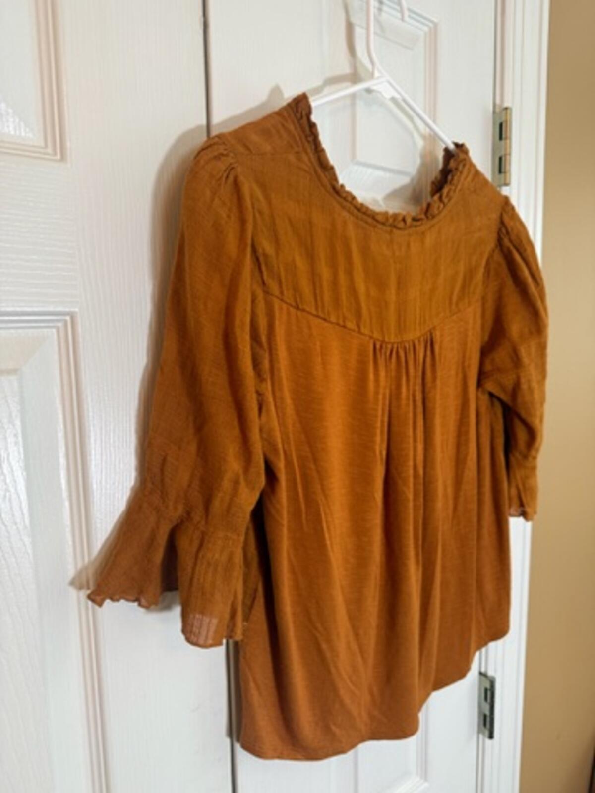 Dolan Rust Brown Textured Blouse XS