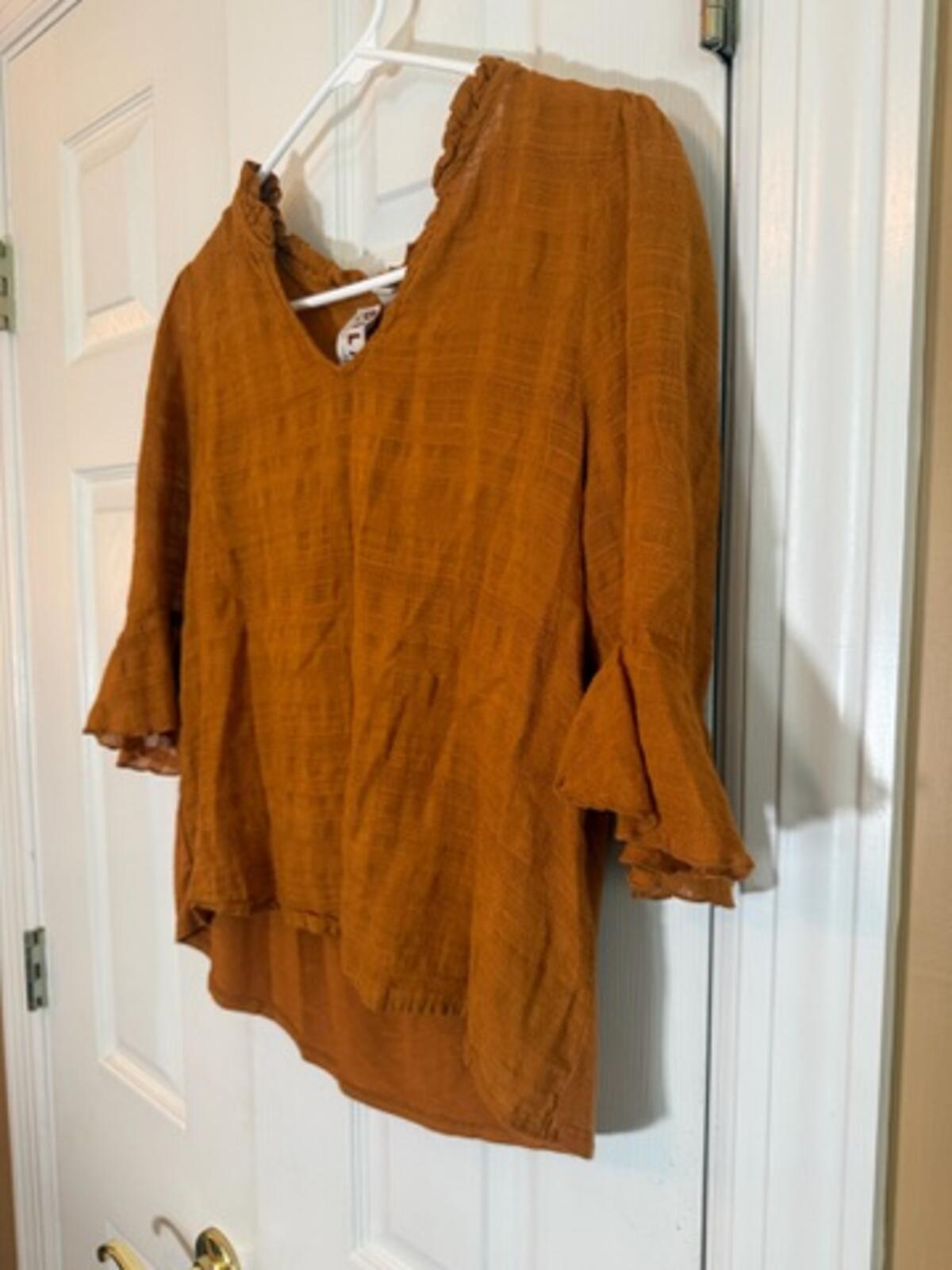 Dolan Rust Brown Textured Blouse XS