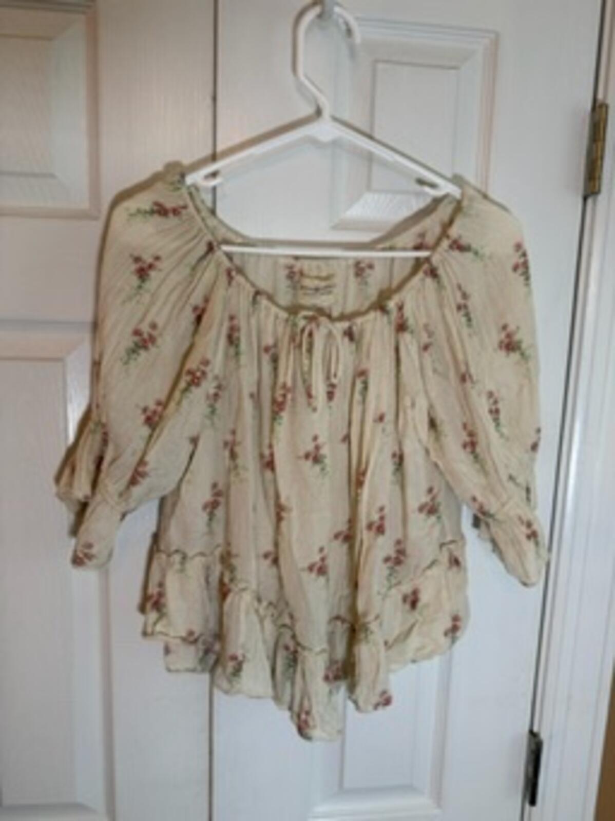 Denim & Supply Ralph Lauren Floral Peasant Blouse XS Cream