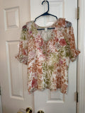 Joie Floral Print Sheer Polyester Blouse Size S/P