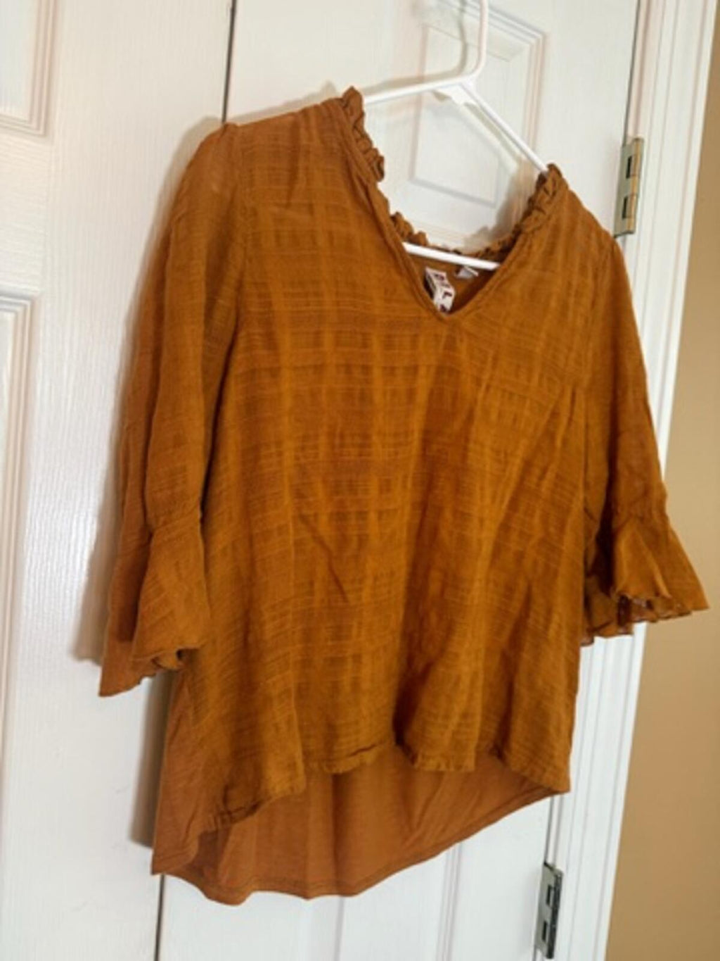 Dolan Rust Brown Textured Blouse XS