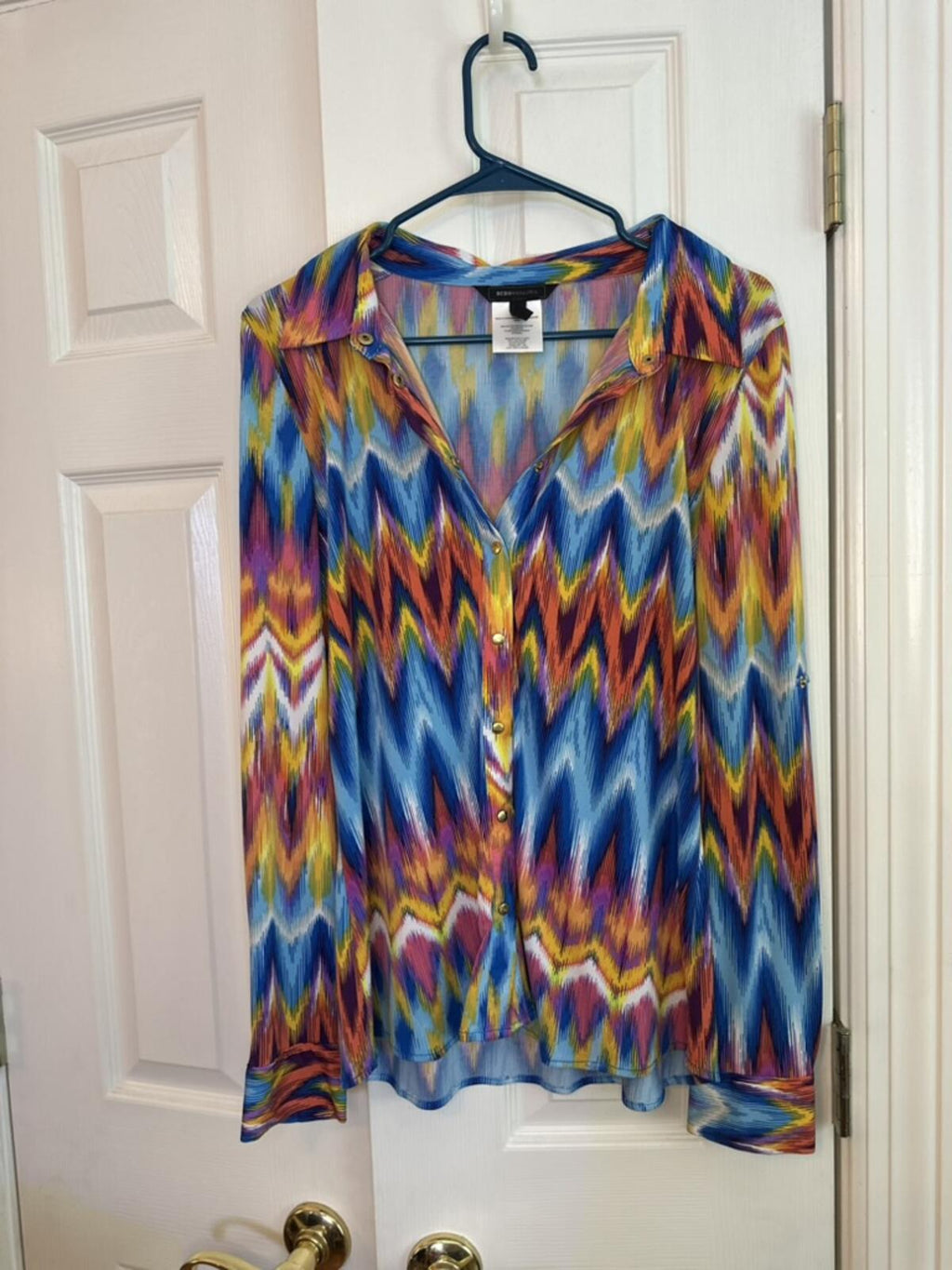 BCBGMAXAZRIA Women's XL Multicolor Button-Up Blouse