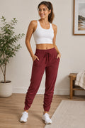 Athleta Attitude Lined Pant Women’s Size 6 Burgundy Ruched