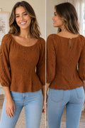 Dolan Left Coast Collection Women’s Lace Peplum Blouse Brown