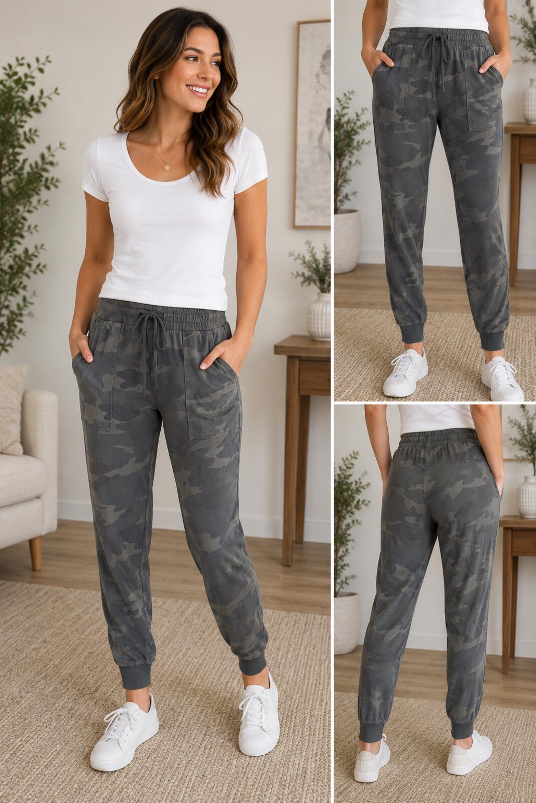 Splendid Women's Gray Camouflage Jogger Pants Size L/G