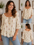 Denim & Supply Ralph Lauren Floral Peasant Blouse XS Cream
