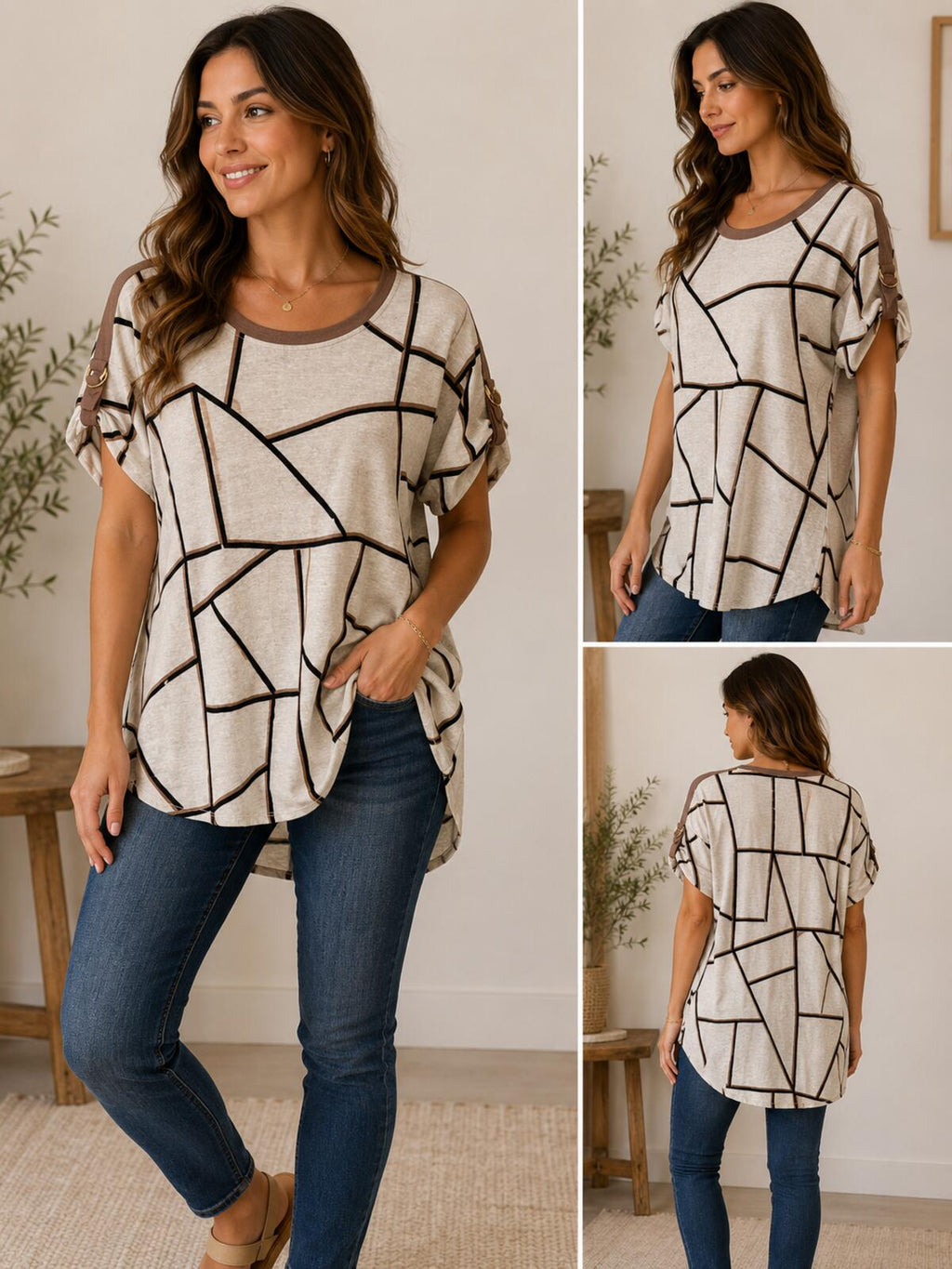 Lysse New York Women’s Medium Linen Blend Geometric Print M