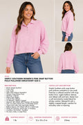 Simply Southern Pink Snap Collar Cropped Pullover Sweatshirt Women’s Soft Casual