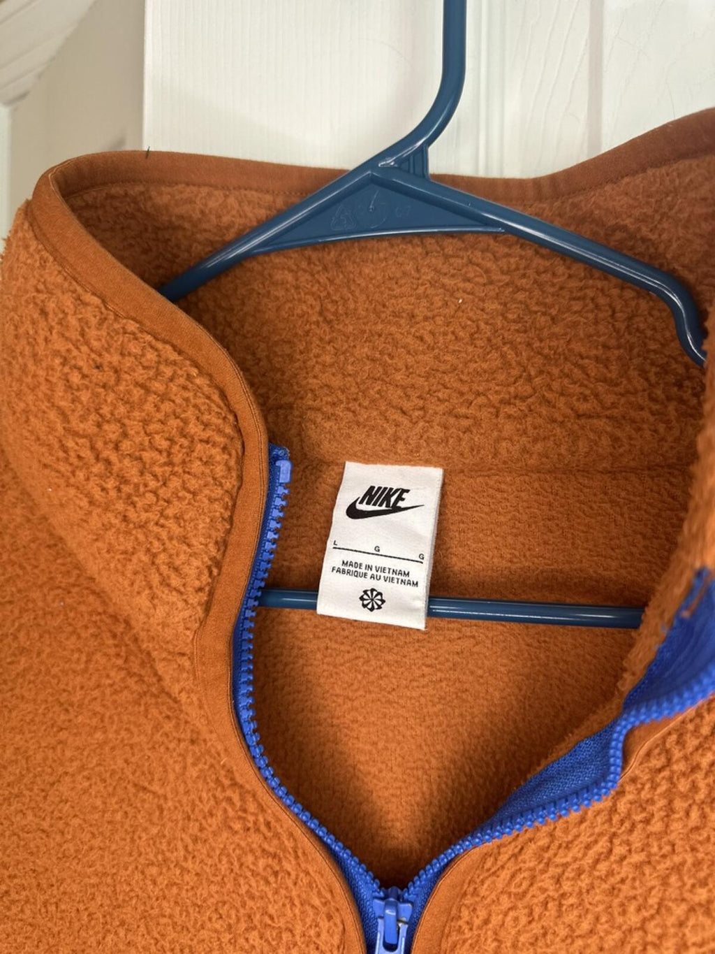 Nike Brown Sherpa Fleece Jacket with Red Nylon Accents