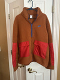 Nike Brown Sherpa Fleece Jacket with Red Nylon Accents