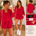VICI 2 Piece Matching Gauze Cotton Lounge Set Red
