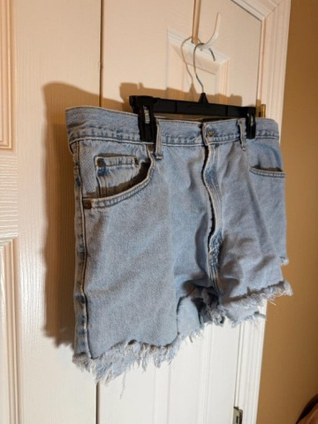 LEvi Light Blue Denim Cutoff Shorts with Frayed Hem