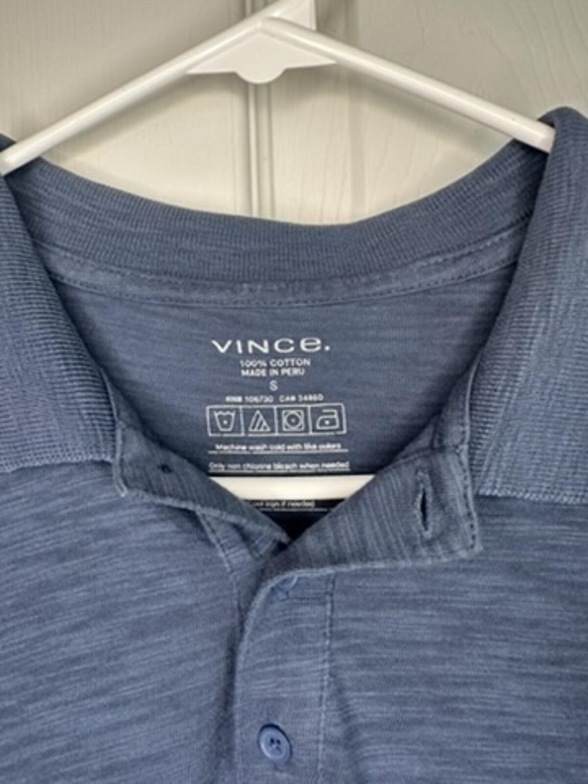 Vince Men's Blue Cotton Polo Shirt Size S
