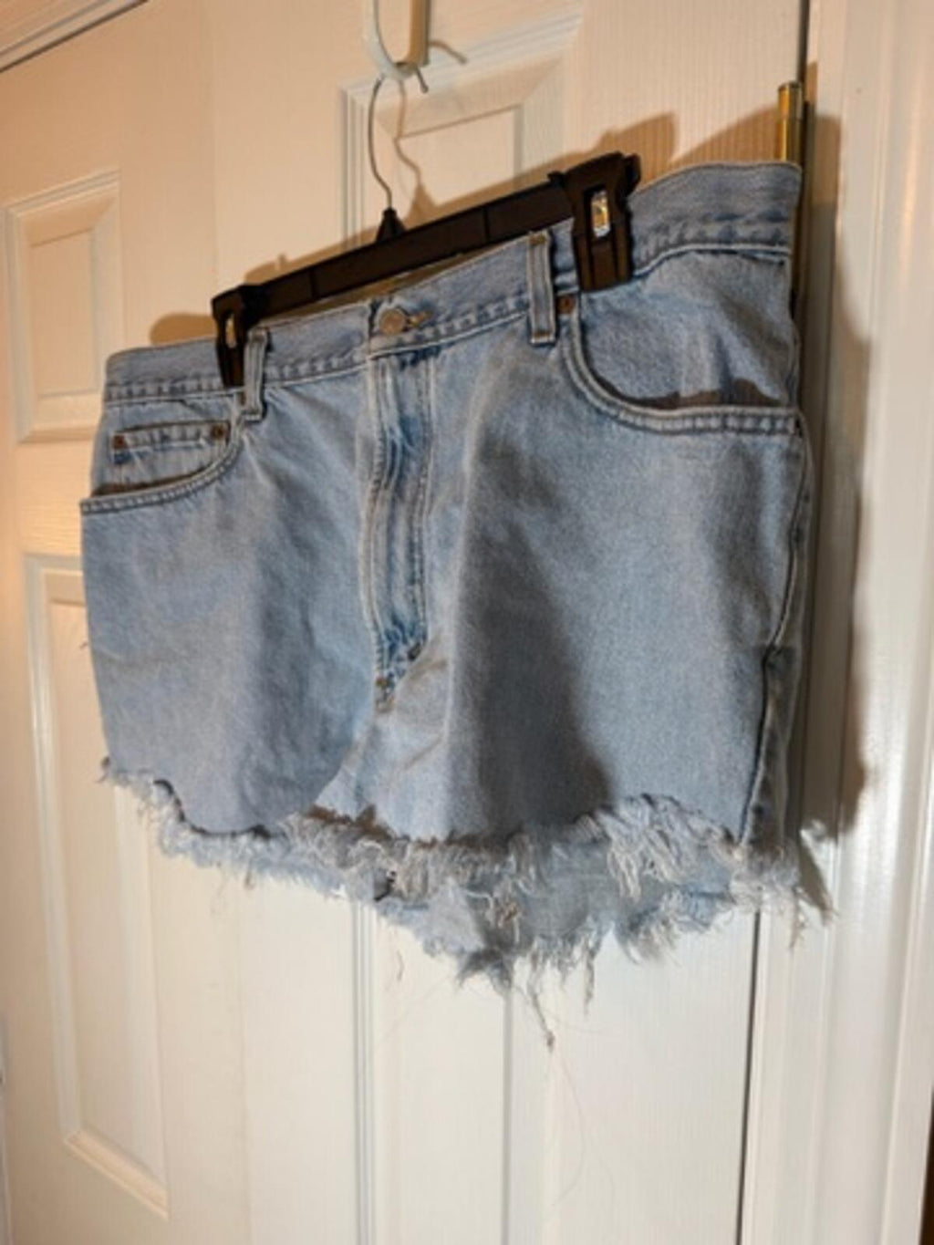 LEvi Light Blue Denim Cutoff Shorts with Frayed Hem
