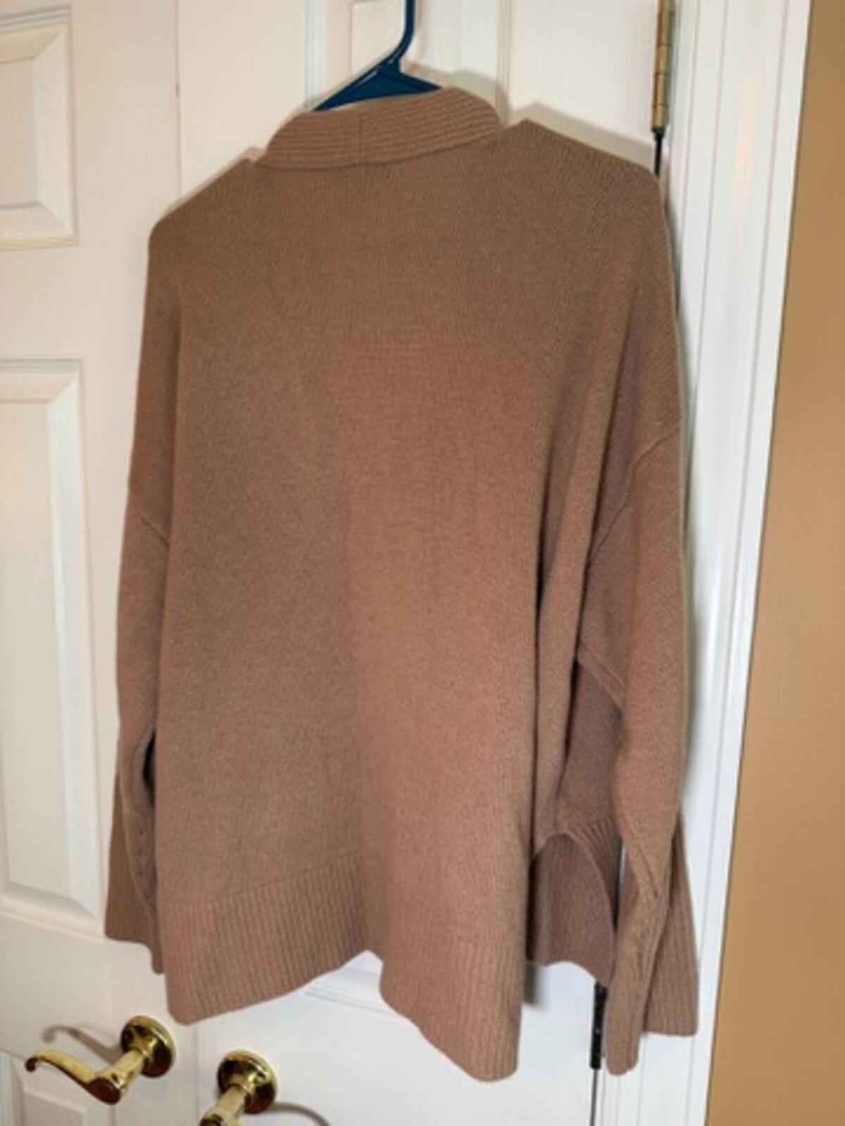 Quince 100% Cashmere Open Front Cardigan Sweater Women’s Large Camel Tan Relaxed