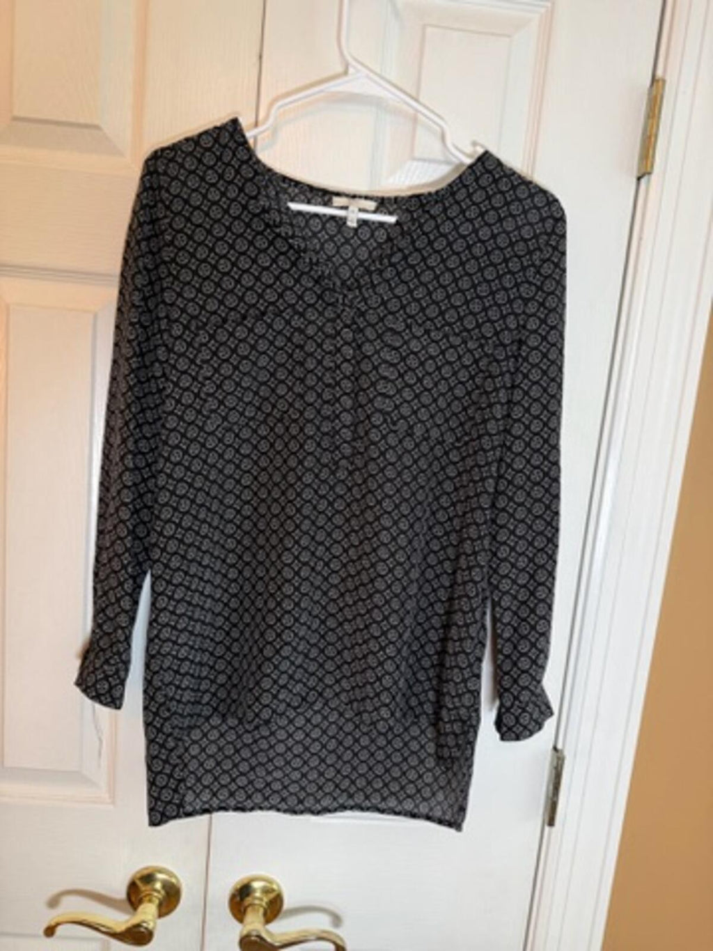Joie Black Lightweight and White Patterned Blouse XS