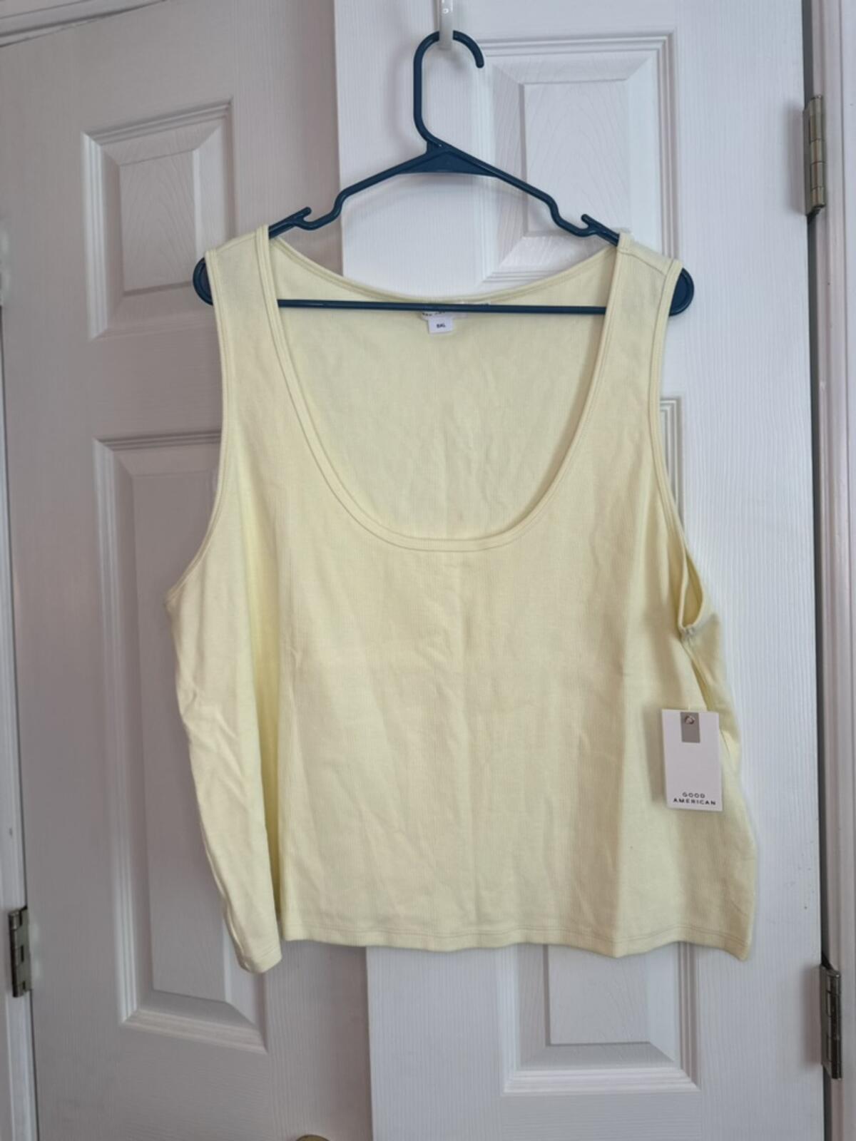 Good American Light Yellow Ribbed Tank Top 5XL