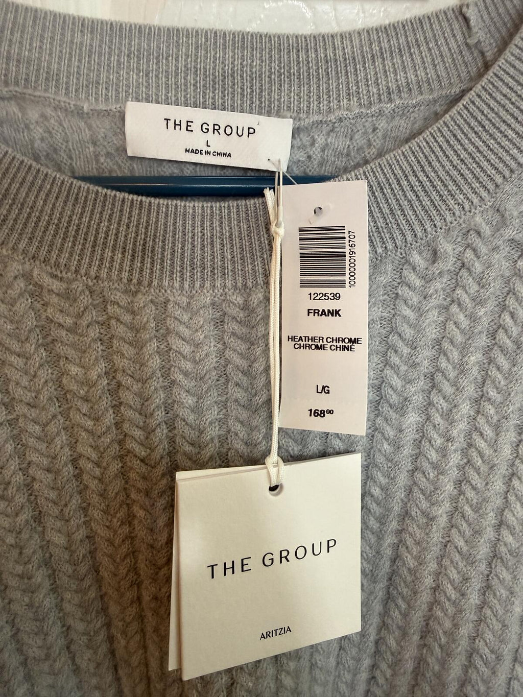 Aritzia The Group Fine Merino Wool Sweater Heather Chrome L