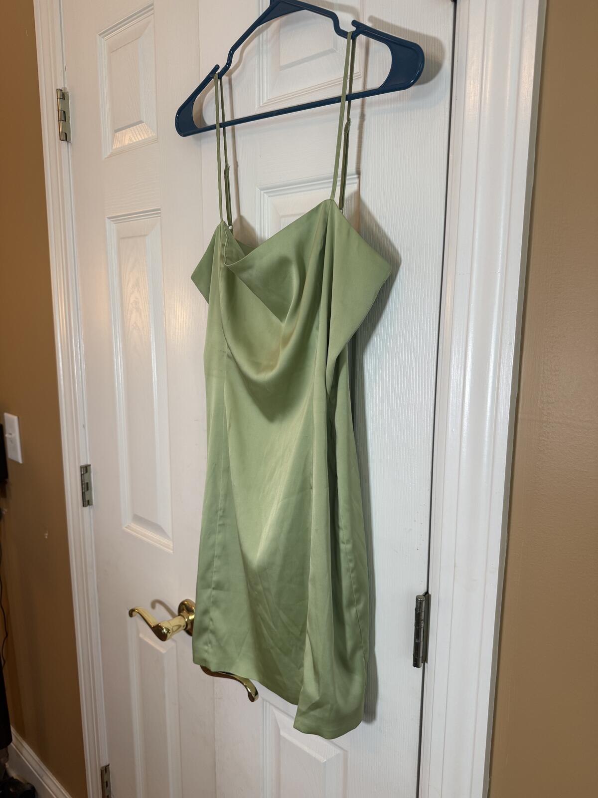 Light Green Satin Slip Dress with Adjustable Straps