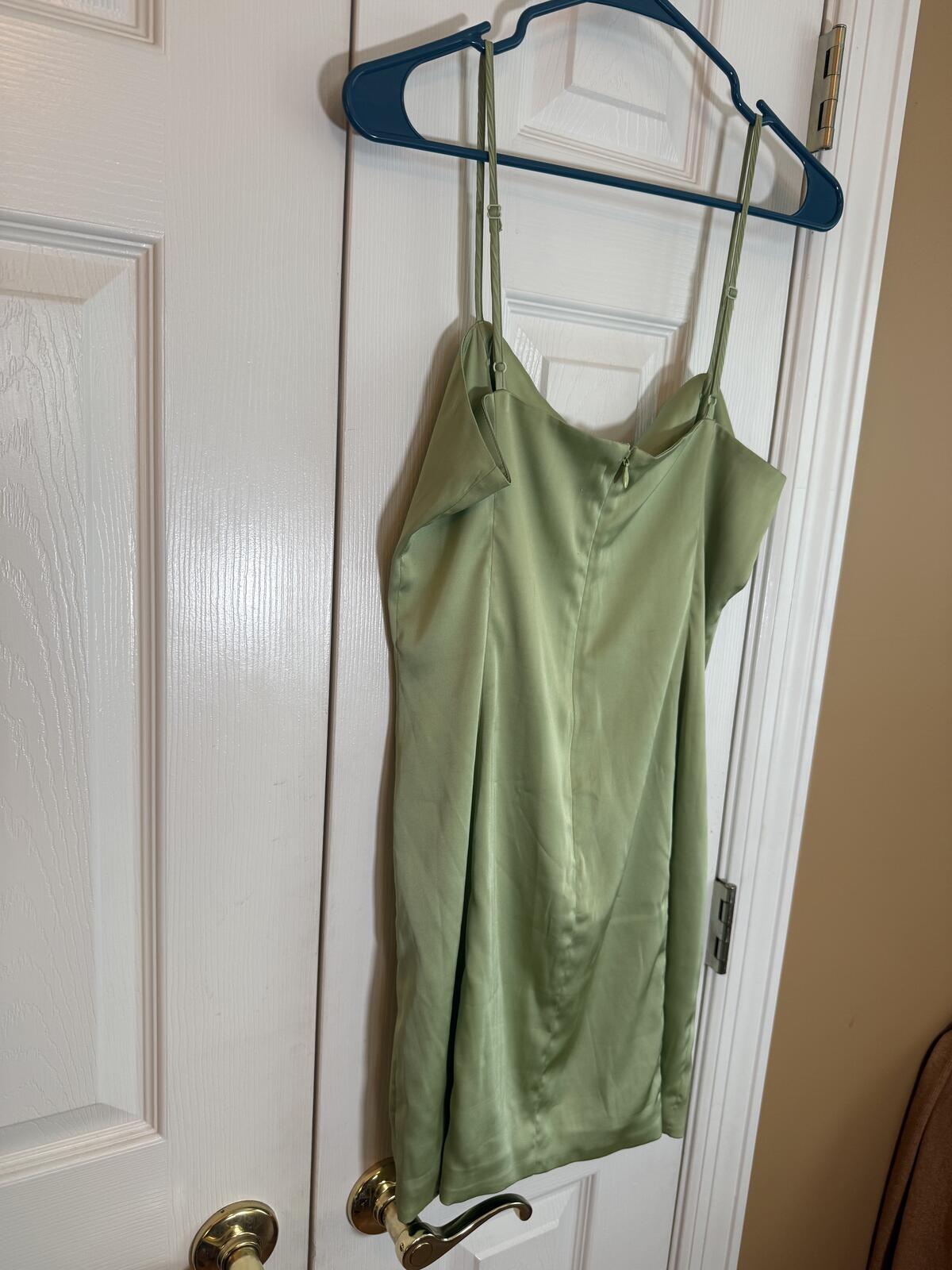 Light Green Satin Slip Dress with Adjustable Straps
