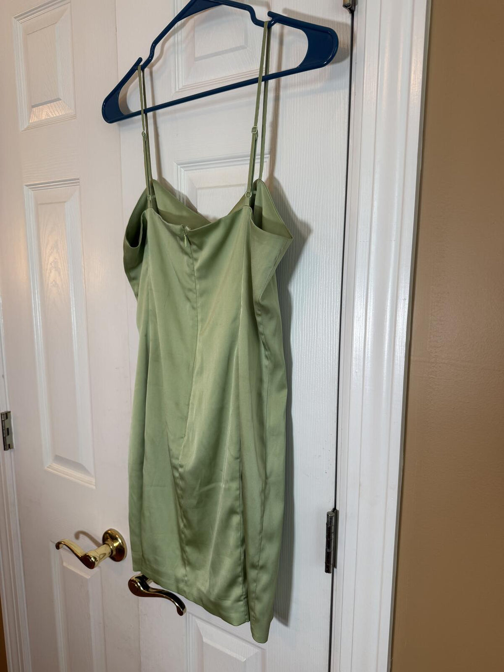 Light Green Satin Slip Dress with Adjustable Straps