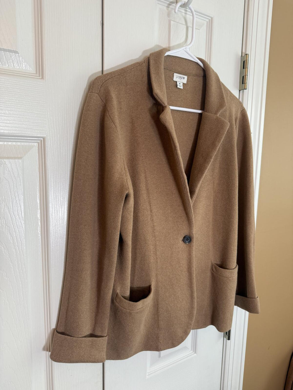J.Crew Women's M Camel Knit Sweater Blazer Cardigan Jacket