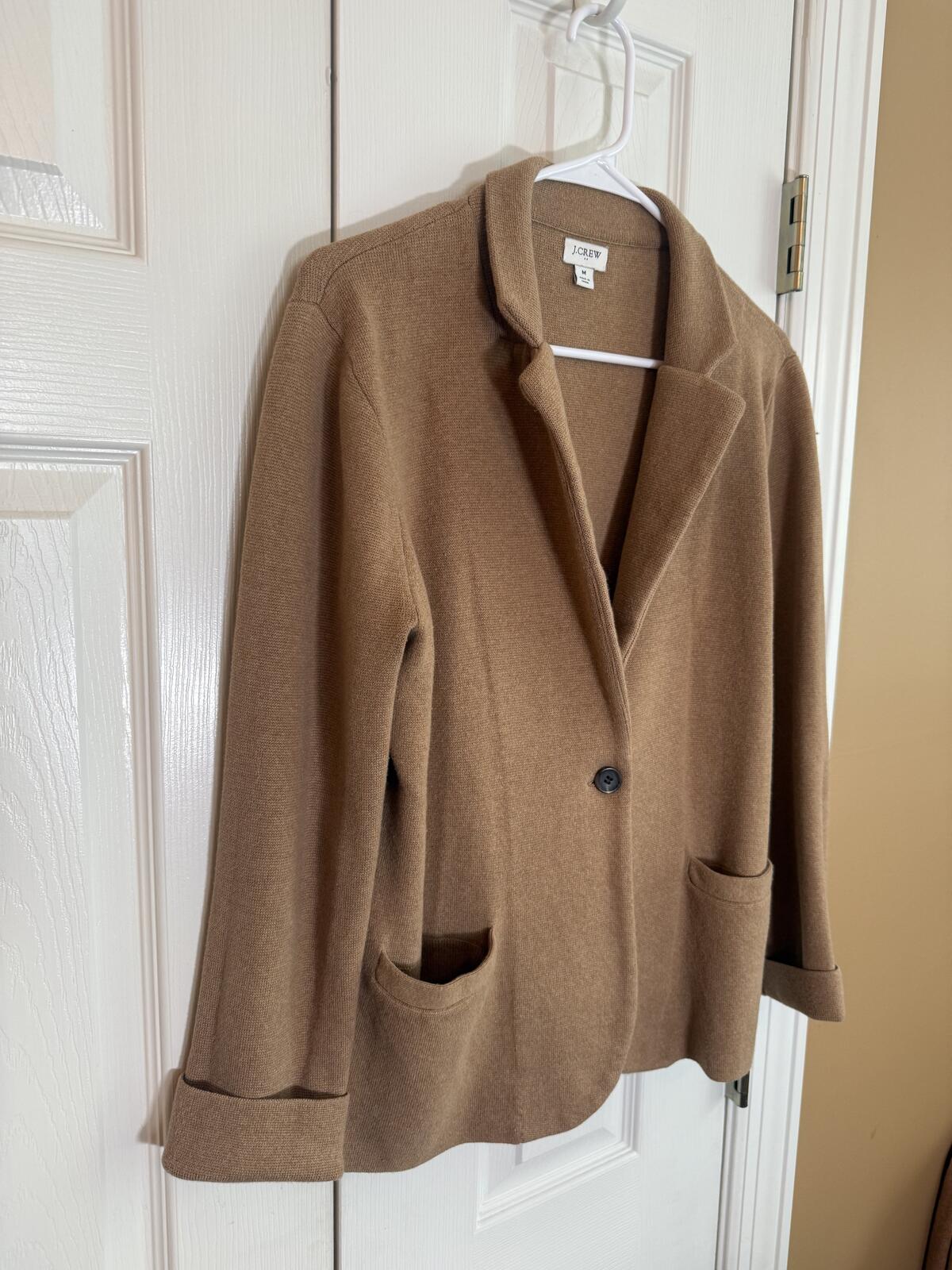 J.Crew Women's M Camel Knit Sweater Blazer Cardigan Jacket