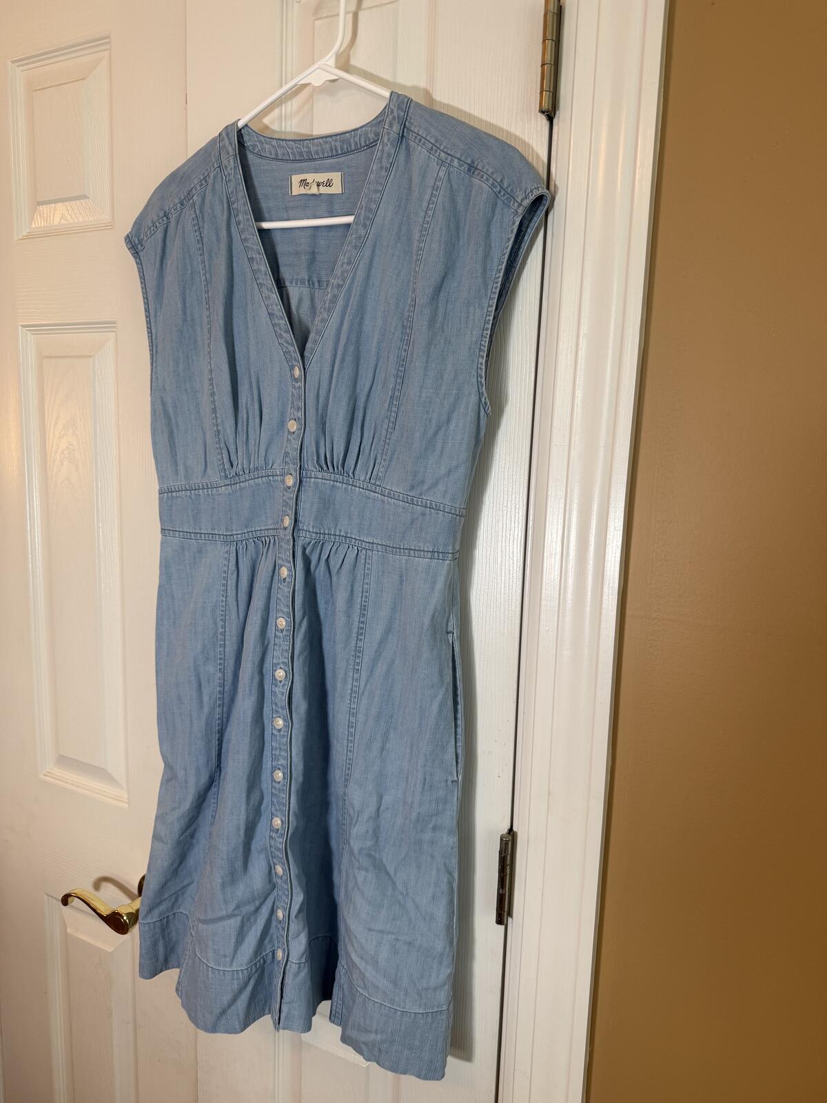 Madewell Chambray Button Front Midi Dress Women’s Size 2