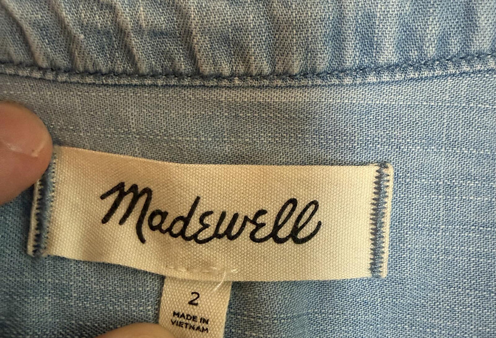 Madewell Chambray Button Front Midi Dress Women’s Size 2