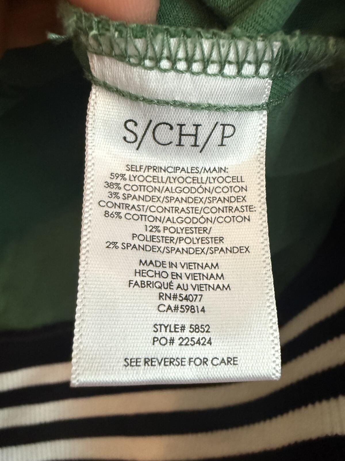 CAbi Green Utility Jacket with Striped Ribbed Cuffs Size S