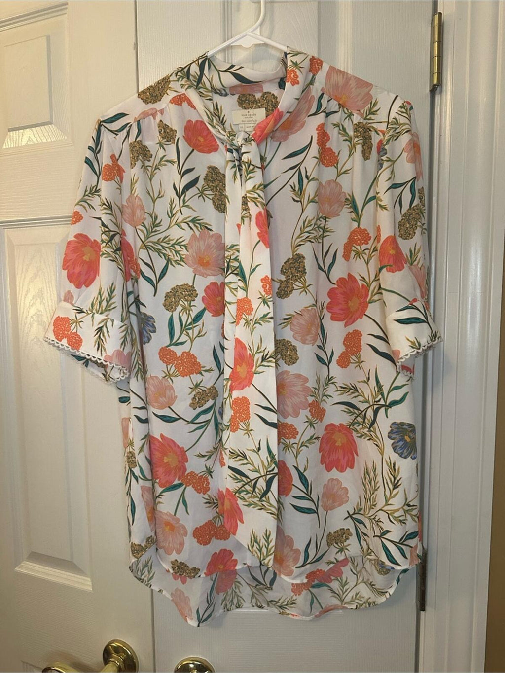 Kate Spade Floral Tie-Neck Blouse