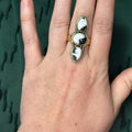 Triple White Buffalo Brass Ring
