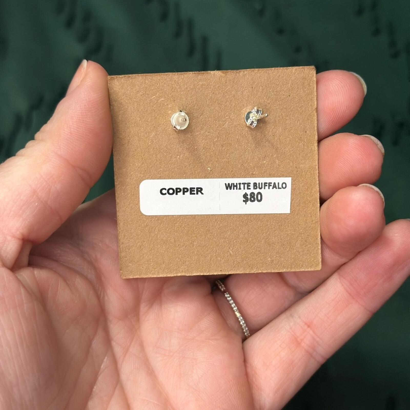 White Buffalo and Copper Drop Earrings