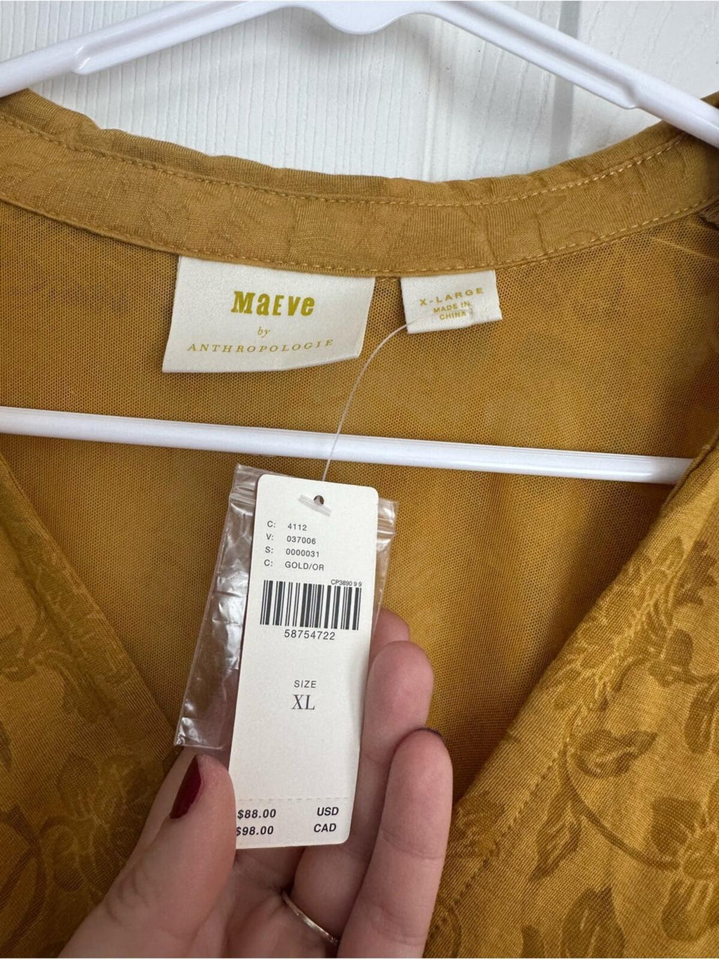 Anthropologie Mustard Floral Wrap Top