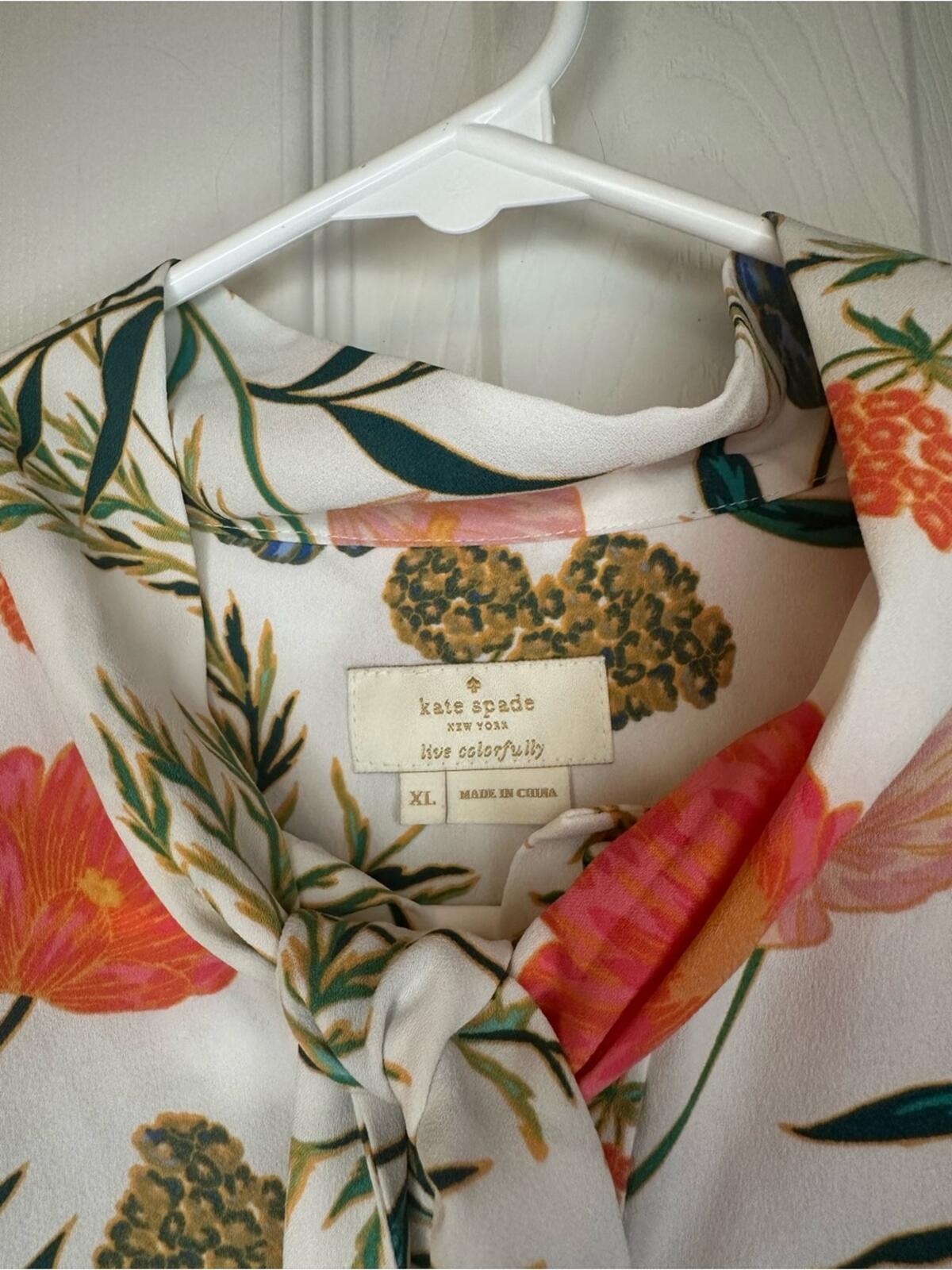 Kate Spade Floral Tie-Neck Blouse