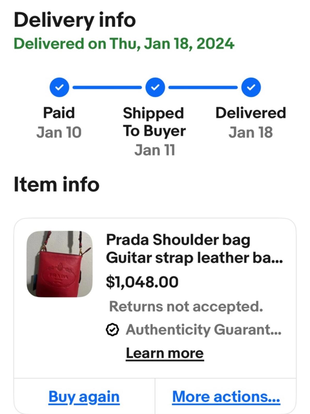 Prada Red Pebbled Leather Shoulder Bag with Striped Strap