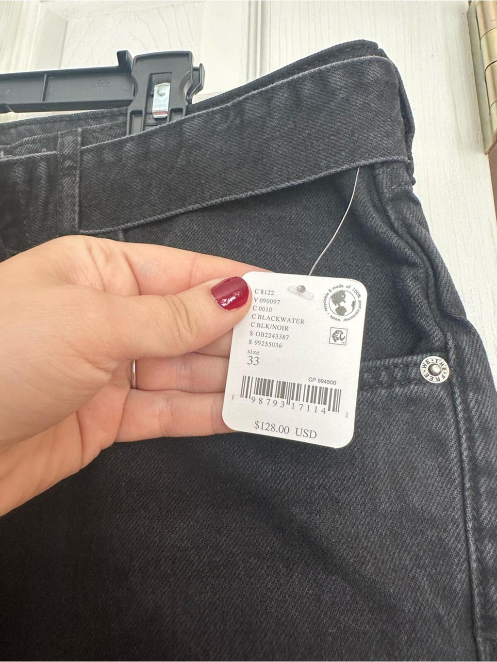 Free People Black Wide Leg Belted Jeans