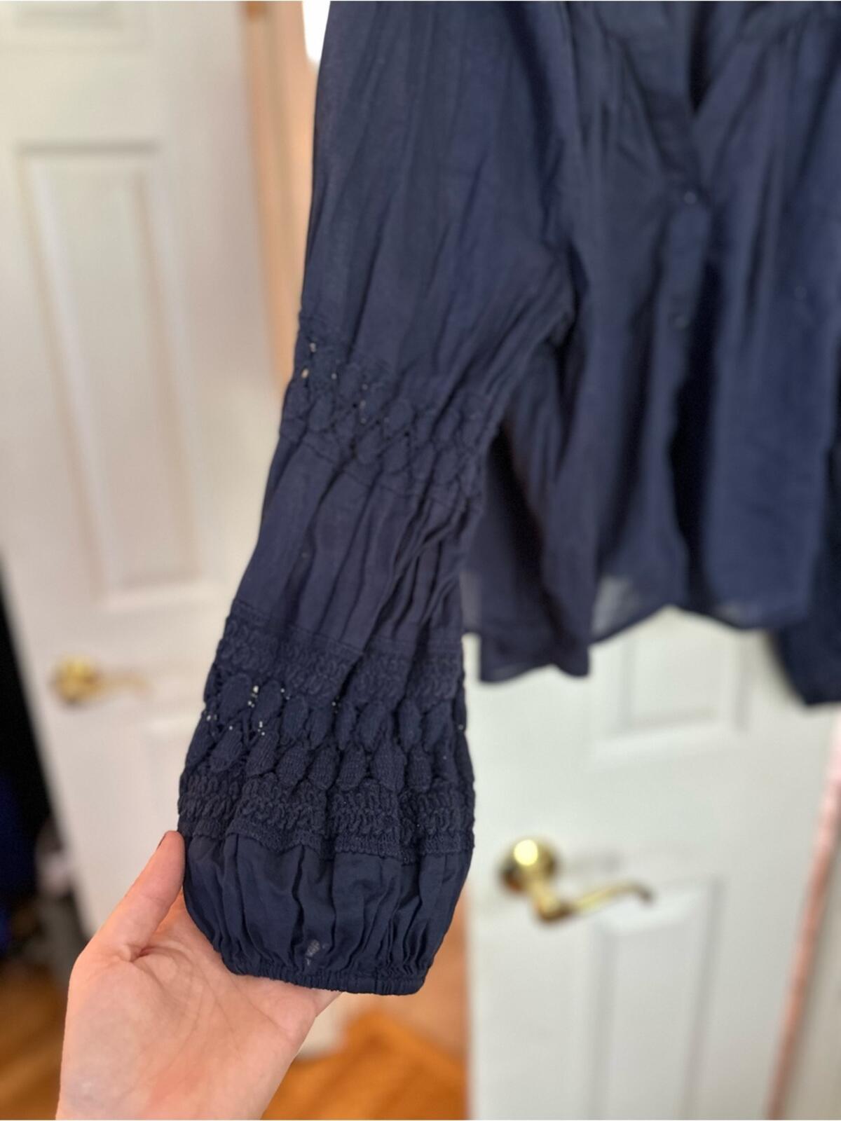 Aerie Peasant Blouse with Smocked Sleeves