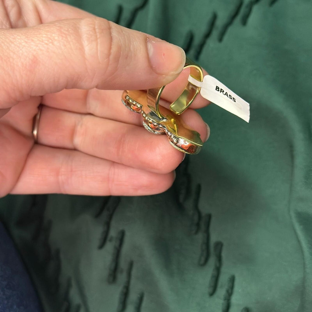Triple Number 8 Turquoise Brass Ring